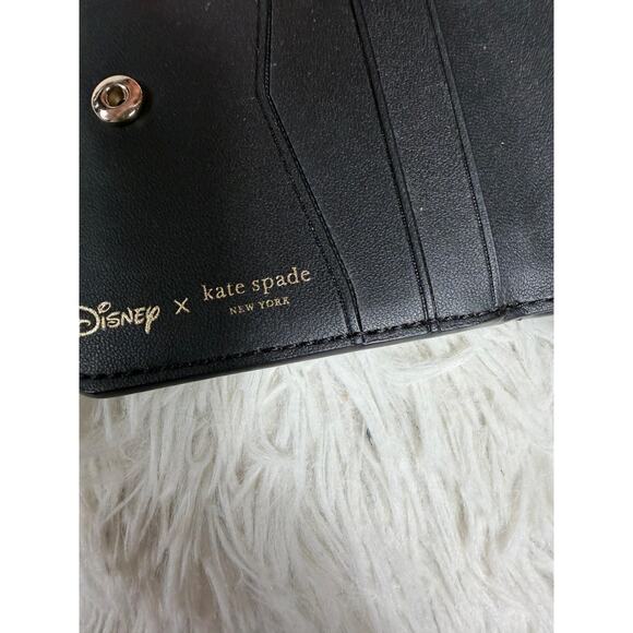 Kate Spade Disney Wallet Womens Black Minnie Mouse Bifold Zip Card Case Small - Picture 9 of 14